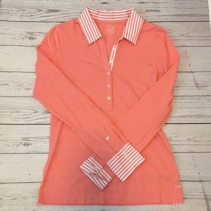 Vineyard Vines Collared Stripe Long Sleeve Top